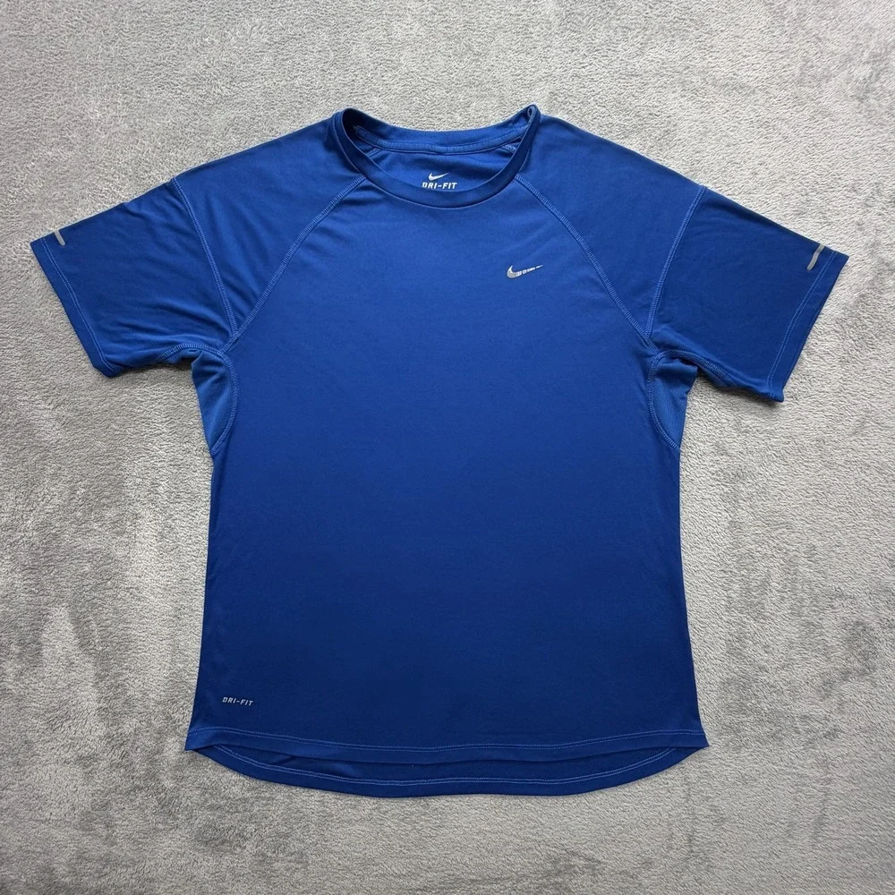 Nike Dri-FIT Shirt‎ Mens Medium Blue Reflective Running Athletic 362501-464